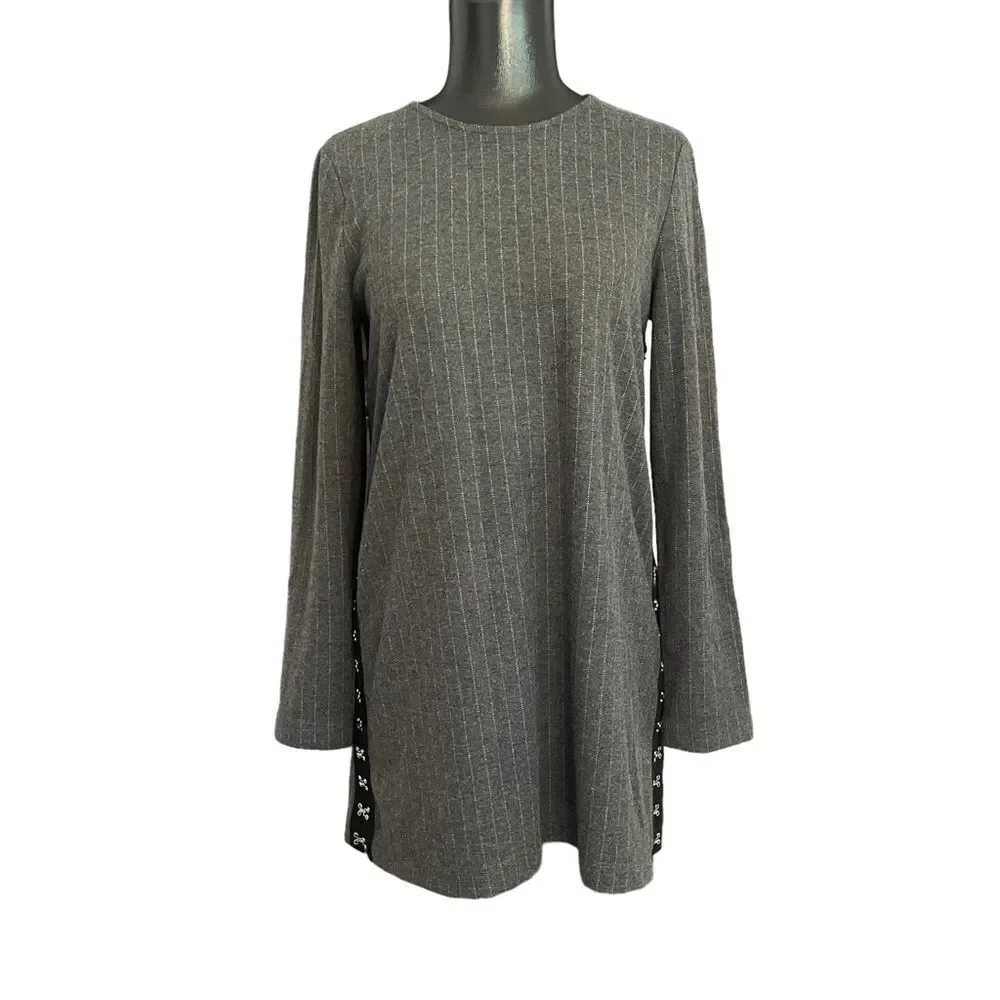 Womens Zara Long Length Gray Sweater Open Sides - Picture 1 of 11